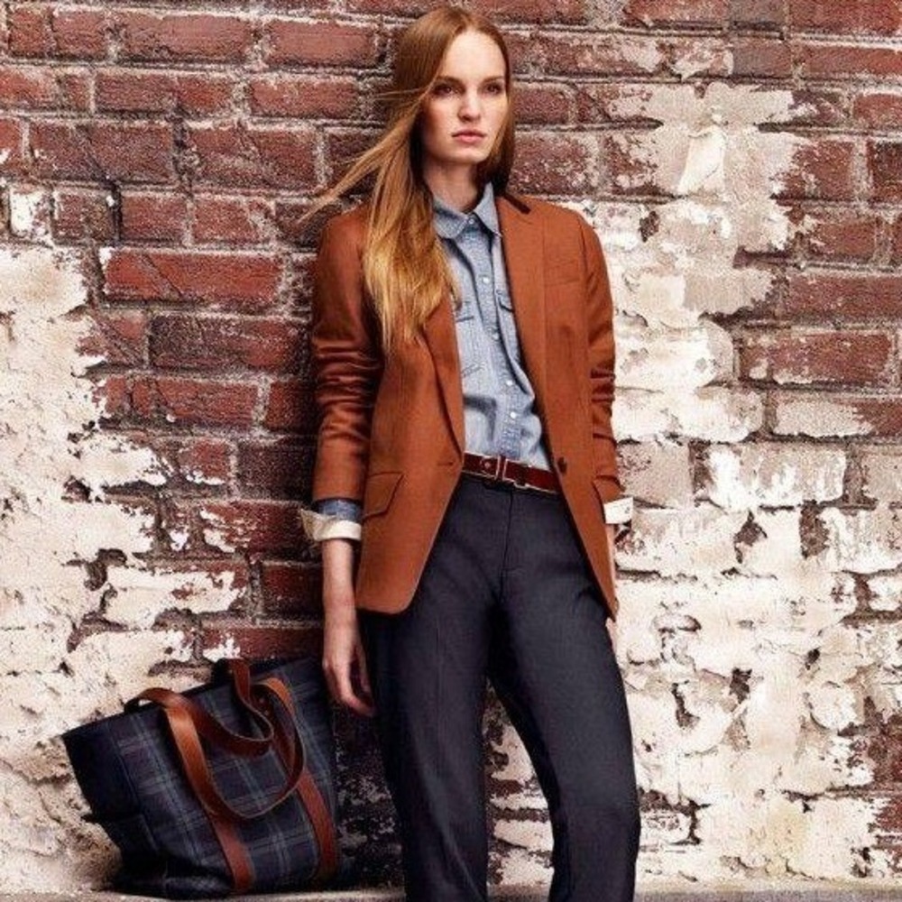 Club Monaco Nico Blazer 2 Camel Brown Wool Lamb Leather Collar Smoking Jacket